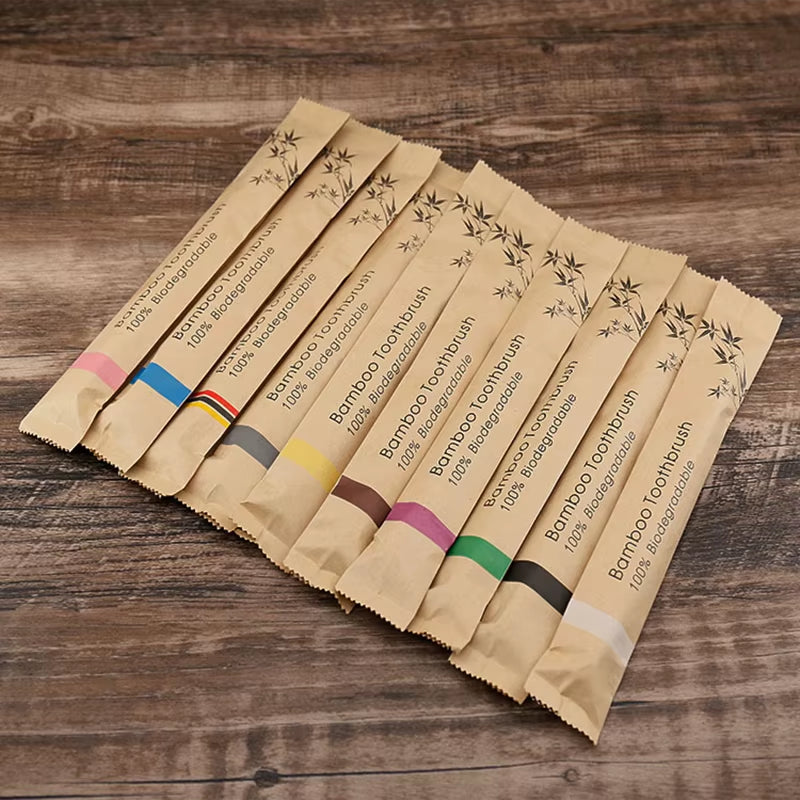 Bamboo Toothbrushes Soft Bristles Toothbrush Eco Friendly Biodegradable Wooden Handle Teeth Whitening Brush
